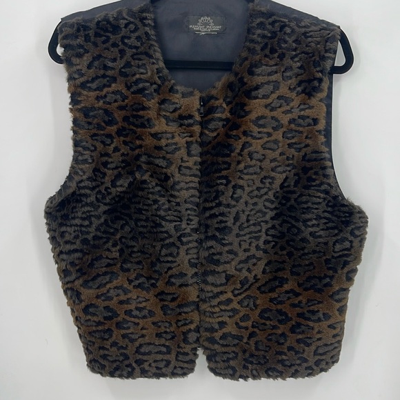Vintage Pleasant Pheasant Faux Fur Animal Print Vest - Picture 2 of 3